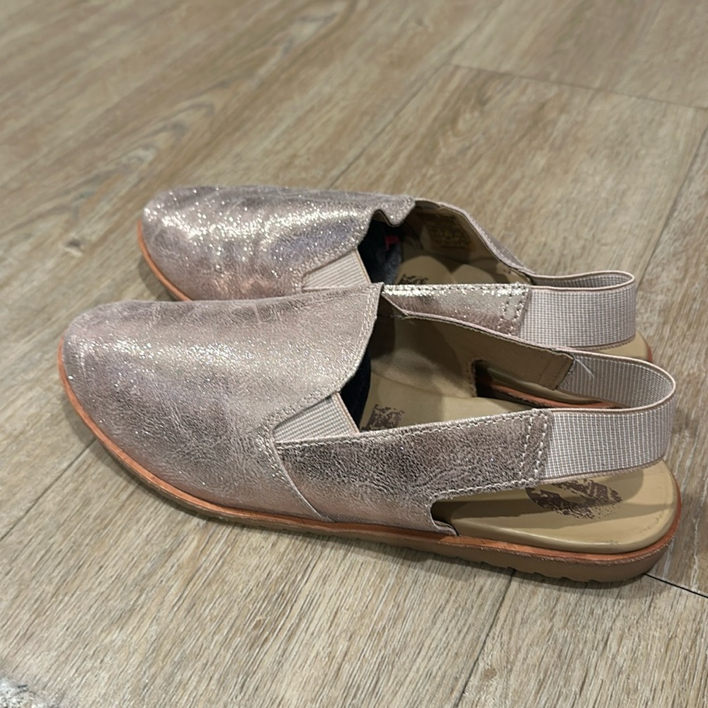 Sorel Ella Rose Gold Metallic Leather Slingback Slip On Mule Womens Sz 8